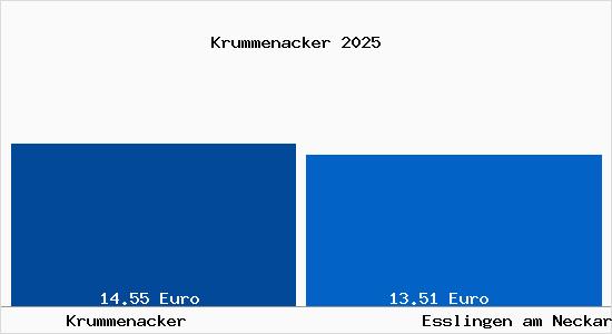 Vergleich Mietspiegel Esslingen am Neckar mit Esslingen am Neckar Krummenacker