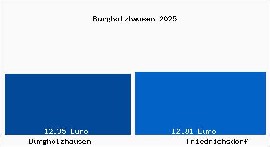 Vergleich Mietspiegel Friedrichsdorf mit Friedrichsdorf Burgholzhausen