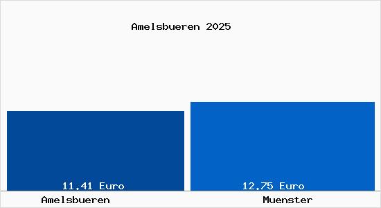 Vergleich Mietspiegel Münster mit Münster Amelsbüren