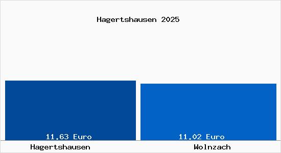Vergleich Mietspiegel Wolnzach mit Wolnzach Hagertshausen