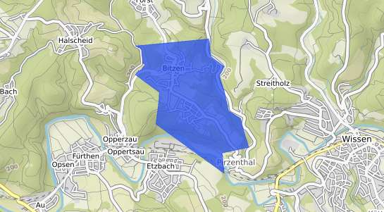 Bodenrichtwertkarte Bitzen b. Wissen, Sieg