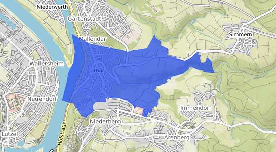 Bodenrichtwertkarte Urbar Rhein Hunsrueck Kreis Rhein-Hunsrueck-Kreis