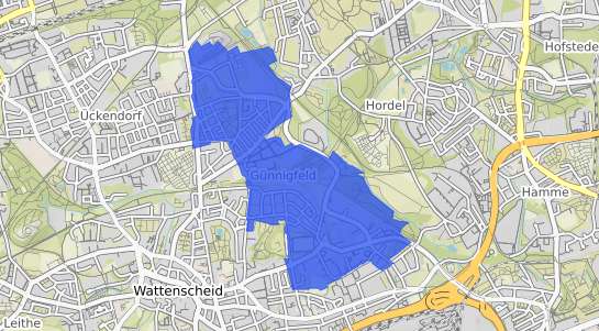 Bodenrichtwertkarte Bochum Günnigfeld