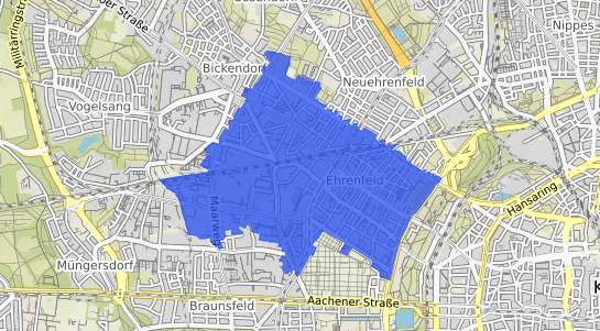 Bodenrichtwertkarte Köln Ehrenfeld