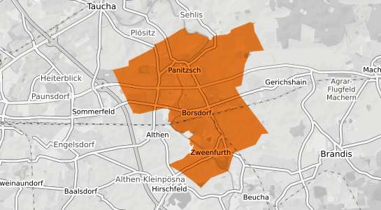 Mietspiegelkarte Borsdorf a.d. Parthe