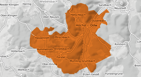 Mietspiegelkarte Höchst im Odenwald i. Odenwald