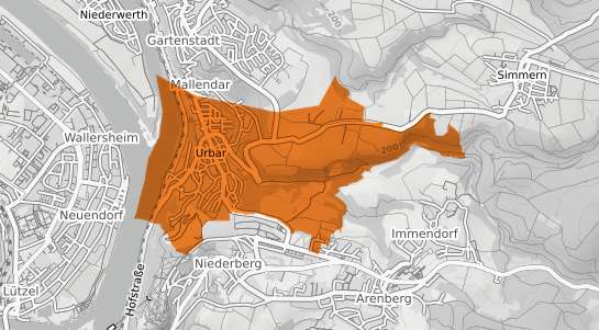 Mietspiegelkarte Urbar Rhein Hunsrueck Kreis Rhein-Hunsrueck-Kreis