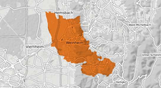 Mietspiegelkarte Weinheim Bergstrasse