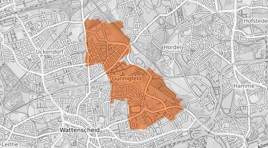 Mietspiegelkarte Bochum G&uuml;nnigfeld