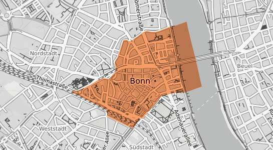 Mietspiegelkarte Bonn Zentrum