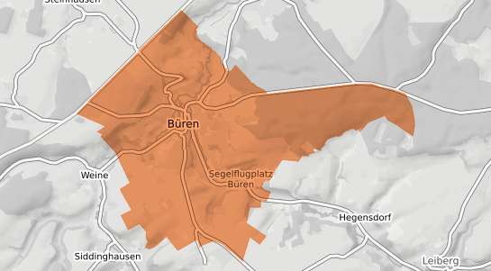 Mietspiegelkarte B&uuml;ren (Westfalen) B&uuml;ren