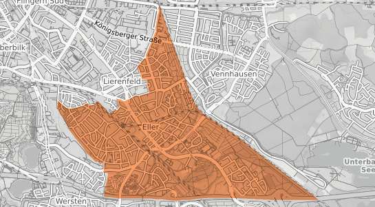 Mietspiegelkarte D&uuml;sseldorf Eller