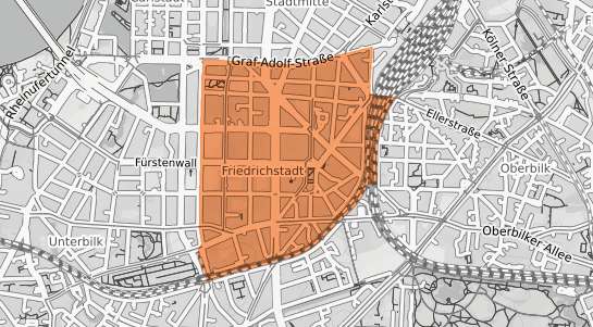 Mietspiegelkarte D&uuml;sseldorf Friedrichstadt