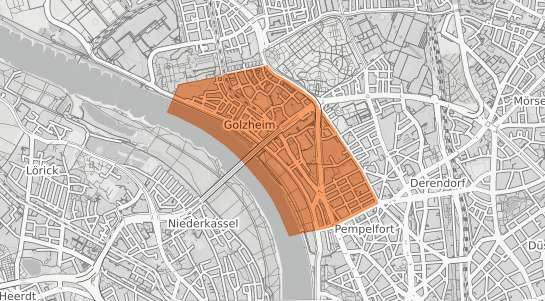 Mietspiegelkarte D&uuml;sseldorf Golzheim