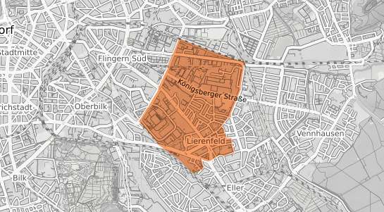 Mietspiegelkarte D&uuml;sseldorf Lierenfeld
