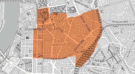 Mietspiegelkarte D&uuml;sseldorf Stadtmitte