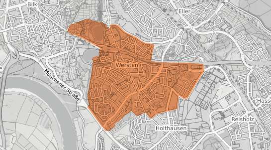Mietspiegelkarte D&uuml;sseldorf Wersten