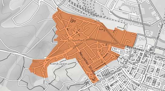 Mietspiegelkarte Eisenh&uuml;ttenstadt Sch&ouml;nfliess