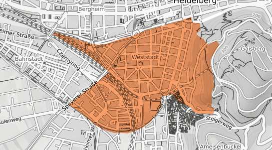 Mietspiegelkarte Heidelberg Weststadt