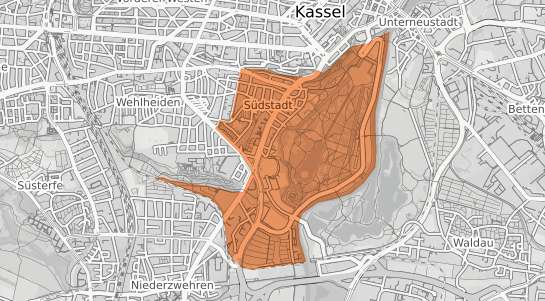 Mietspiegelkarte Kassel S&uuml;d