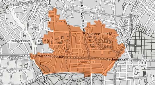 Mietspiegelkarte K&ouml;ln Braunsfeld