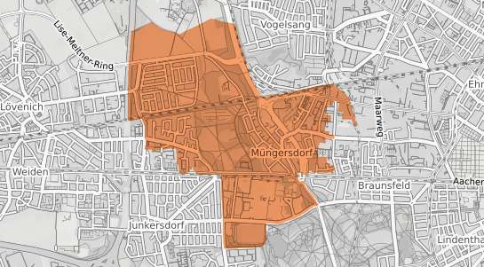 Mietspiegelkarte K&ouml;ln M&uuml;ngersdorf