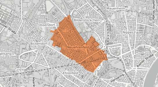 Mietspiegelkarte K&ouml;ln Neuehrenfeld