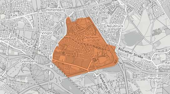 Mietspiegelkarte K&ouml;ln Ostheim