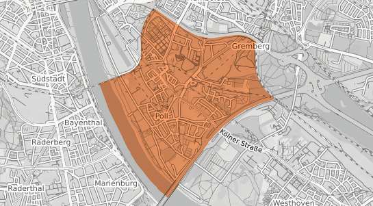 Mietspiegelkarte K&ouml;ln Poll
