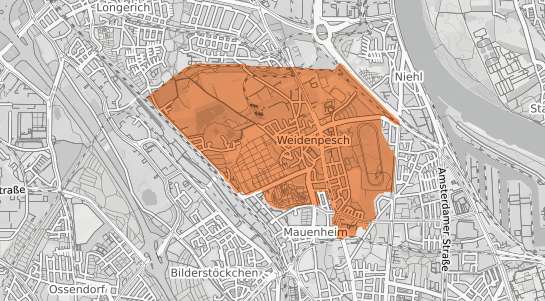 Mietspiegelkarte K&ouml;ln Weidenpesch