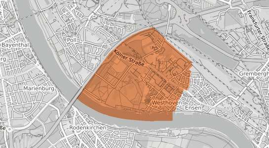 Mietspiegelkarte K&ouml;ln Westhoven