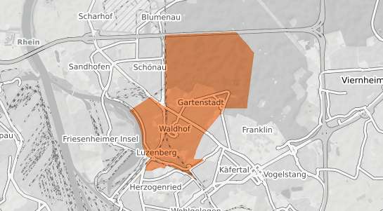 Mietspiegelkarte Mannheim Waldhof