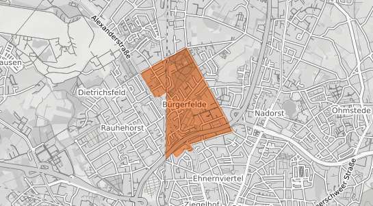 Mietspiegelkarte Oldenburg B&uuml;rgerfelde