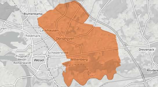 Mietspiegelkarte Wesel Obrighoven