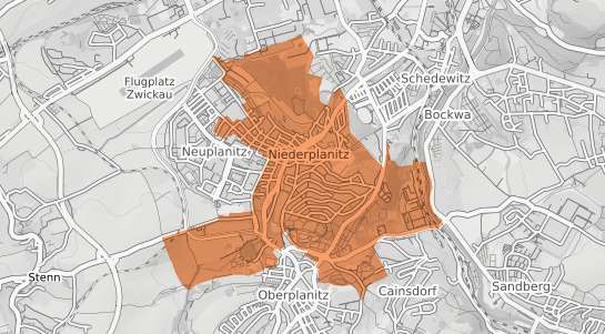 Mietspiegelkarte Zwickau Niederplanitz